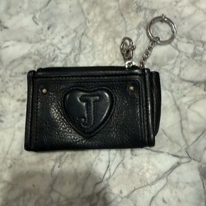 Juicy Couture Black Leather Card Holder with Heart Logo